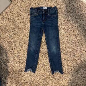 Old Navy Blue Ankle Cropped Jeans with Frayed Hem